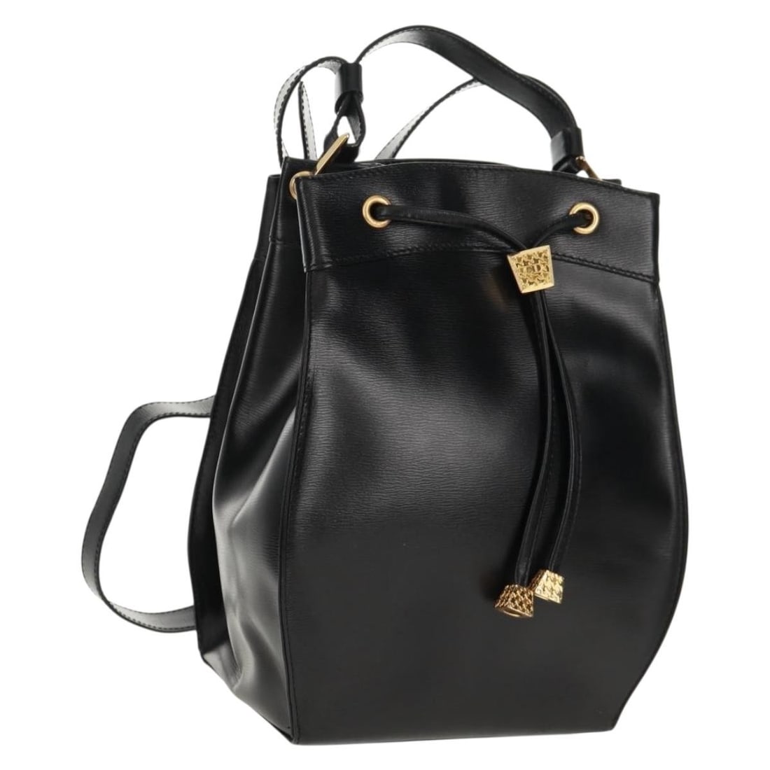 Black Leather Shoulder Bag by Christian Dior with Gold Accents and Dust Bag: Black Leather Shoulder Bag by Christian Dior with Gold Accents and Dust Bag This Christian Dior shoulder bag is crafted from black leather with gold-tone accents. Made in Italy, it features a structur