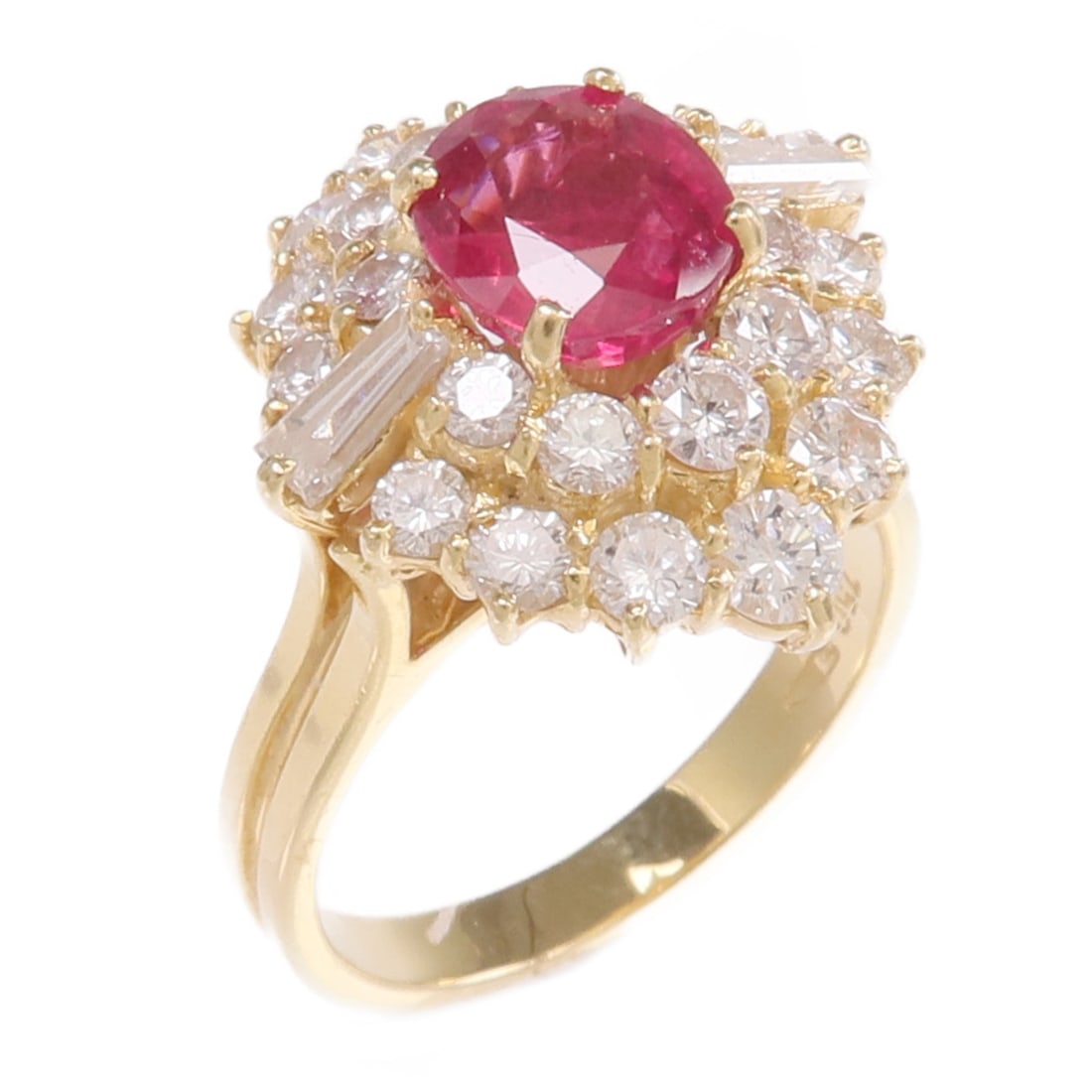18K Yellow Gold Ring with Ruby and Diamond US Size 5 (1 of 9)