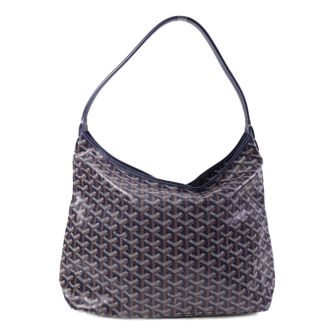 Goyard Boheme Blue Coated Canvas Shoulder Bag SHW: Goyard Boheme Blue Coated Canvas Shoulder Bag SHW This Goyard Boheme Hobo shoulder bag features a blue PVC coated canvas exterior, providing both durability and style. Crafted in France, it is designe