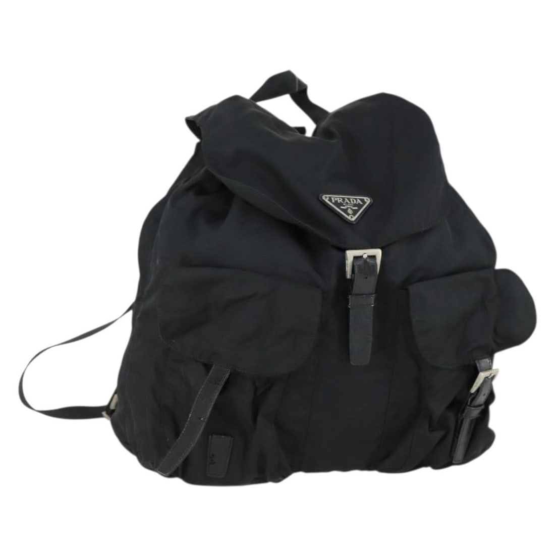 Black Nylon Prada Vela Backpack with Double Front Pockets and Saffiano Leather (1 of 18)