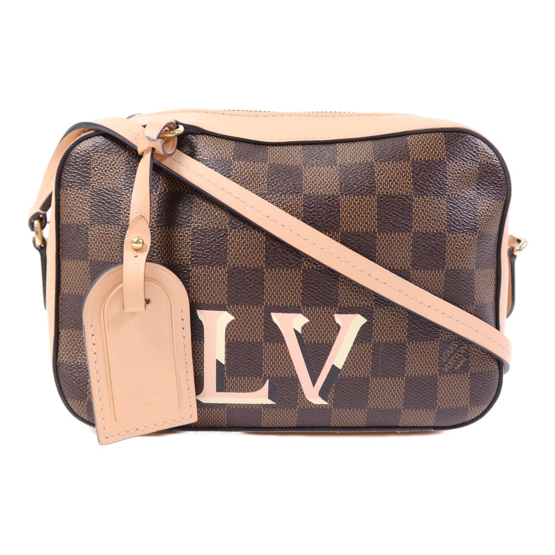 LOUIS VUITTON Sunta Monica Shoulder Bag N40179 Damier Pink Brown: LOUIS VUITTON Sunta Monica Shoulder Bag N40179 Damier Pink Brown This Louis Vuitton Sunta Monica Shoulder Bag features a stylish 2-way design, perfect for versatile use. Crafted from durable PVC coate