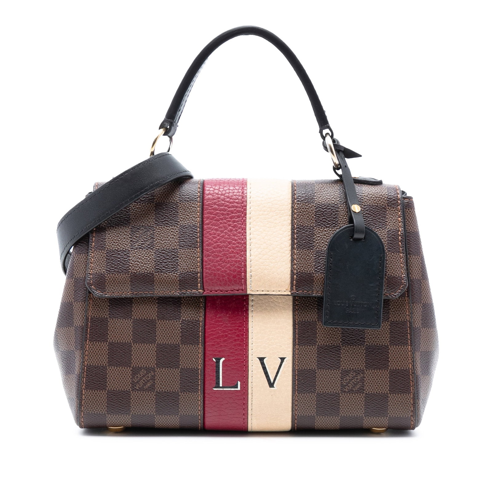 Damier Ebene Bond Street Shoulder Bag by Louis Vuitton with Detachable Strap: Damier Ebene Bond Street Shoulder Bag by Louis Vuitton with Detachable Strap This Louis Vuitton Damier Ebene Bond Street bag features a damier ebene canvas exterior with a brown color palette. It is d