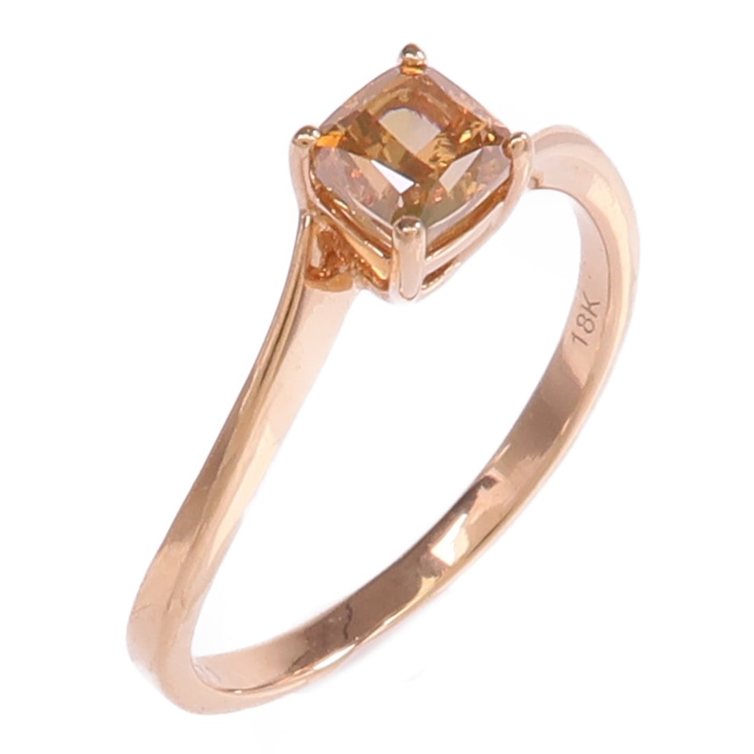 18K Rose Gold Diamond Ring Size 7.75 Orange Tone: 18K Rose Gold Diamond Ring Size 7.75 Orange Tone This diamond ring is crafted from 18K pink (rose) gold and features a classic design. The ring is set with a diamond as the main stone and is sized at