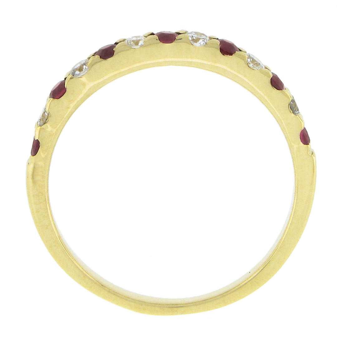 14K Yellow Gold Ruby Diamond Stackable Band Ring 0.53ct - 7