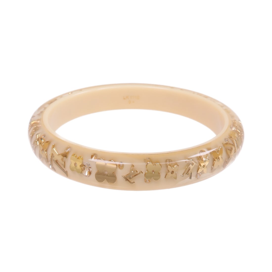 Inclusion White PVC Bangle Bracelet by Louis Vuitton: Inclusion White PVC Bangle Bracelet by Louis Vuitton This Louis Vuitton Inclusion bangle bracelet features a sleek white color with a contemporary design. Crafted from PVC with metallic accents, this