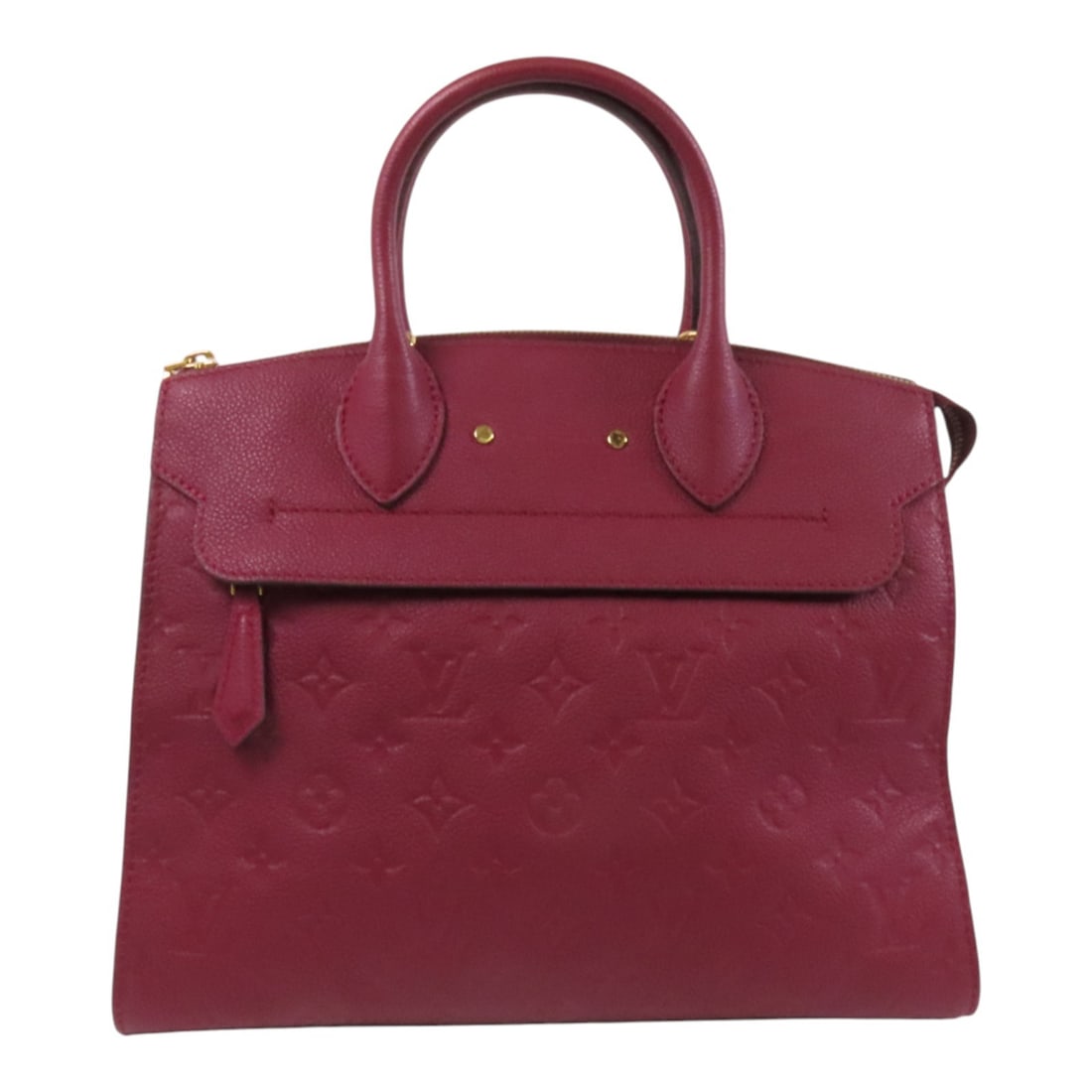 LOUIS VUITTON Pont Neu Kinsaku Handbag M42817 Monogram Empreinte Bordeaux: LOUIS VUITTON Pont Neu Kinsaku Handbag M42817 Monogram Empreinte Bordeaux This LOUIS VUITTON Pont Neu Kinsaku Handbag is crafted from luxurious calfskin in a rich Bordeaux color. The stylish handbag f