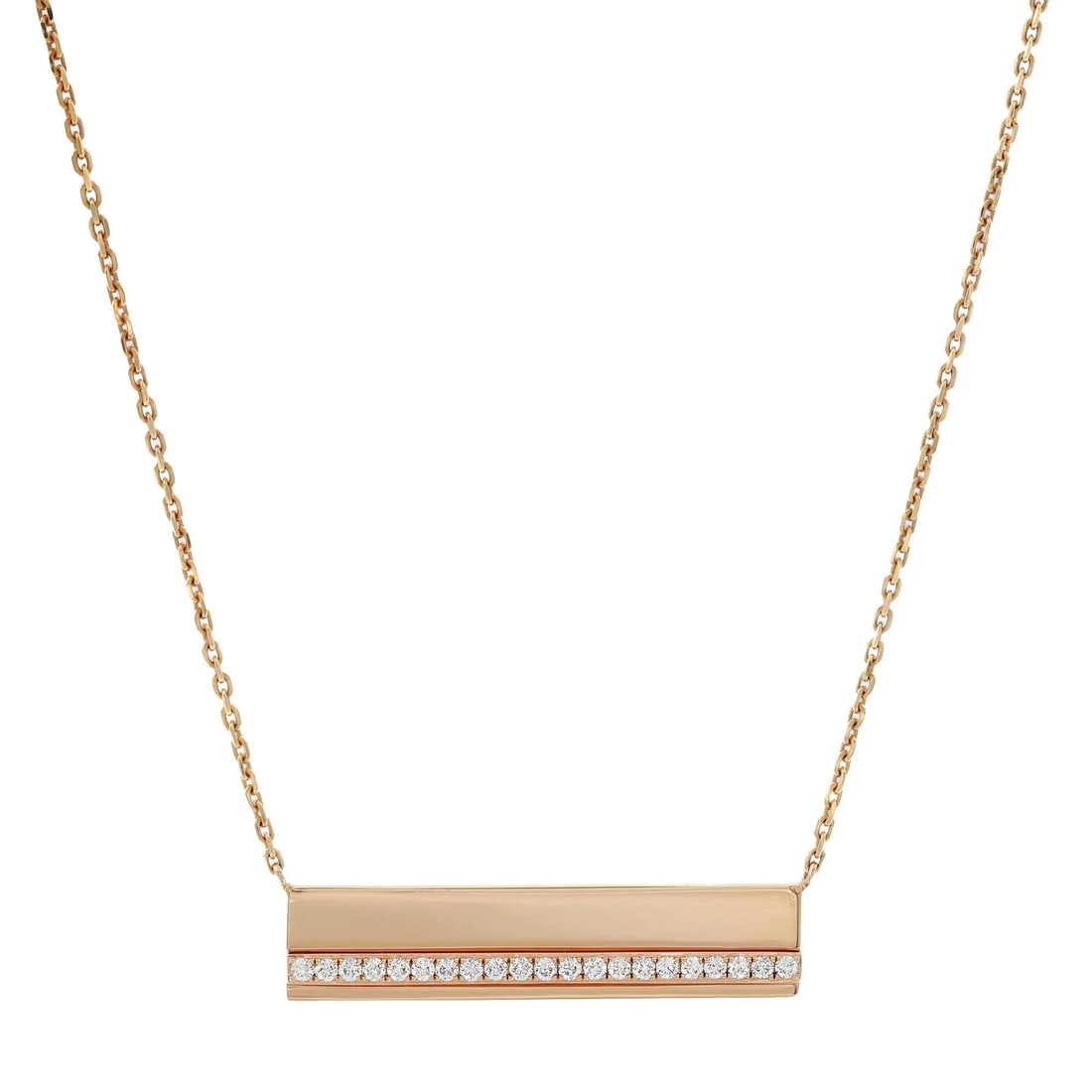 Messika 0.36Cttw Kate Diamond Bar Necklace 18K Rose Gold 17 Inch: Messika 0.36Cttw Kate Diamond Bar Necklace 18K Rose Gold 17 Inch This exquisite Messika Kate Diamond Bar Pendant Chain Necklace is a stunning piece that showcases elegance and sophistication. Crafted