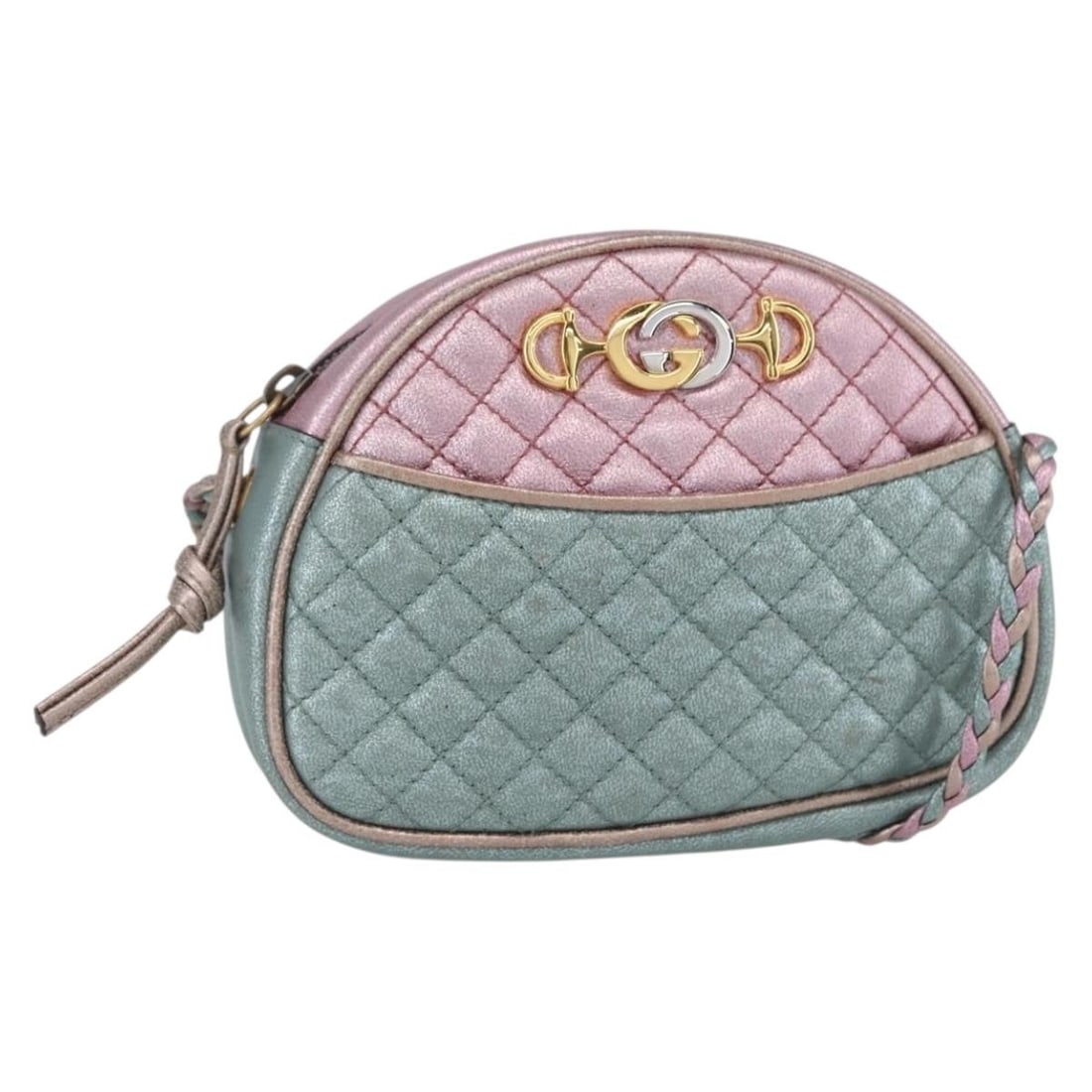 GUCCI 534951 Light Blue Lamb Skin Shoulder Bag Gold Auth: GUCCI 534951 Light Blue Lamb Skin Shoulder Bag Gold Auth This authentic GUCCI shoulder bag is crafted from luxurious lamb skin in a striking light blue and gold color combination. Designed for both st