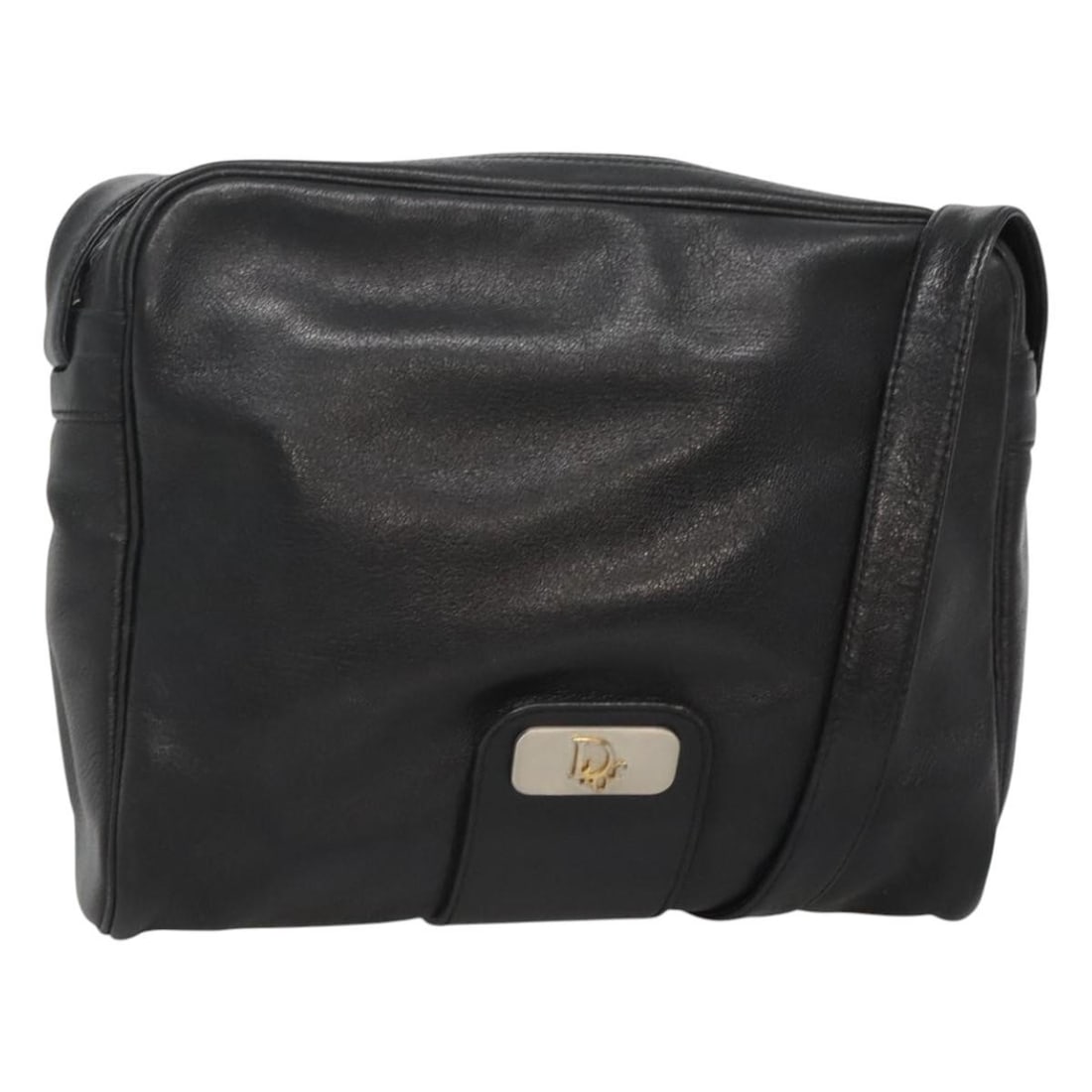 Black Leather Christian Dior Shoulder Bag for Women: Black Leather Christian Dior Shoulder Bag for Women This Christian Dior shoulder bag is crafted from black leather and designed for women. Made in France, it features a classic silhouette with a pract
