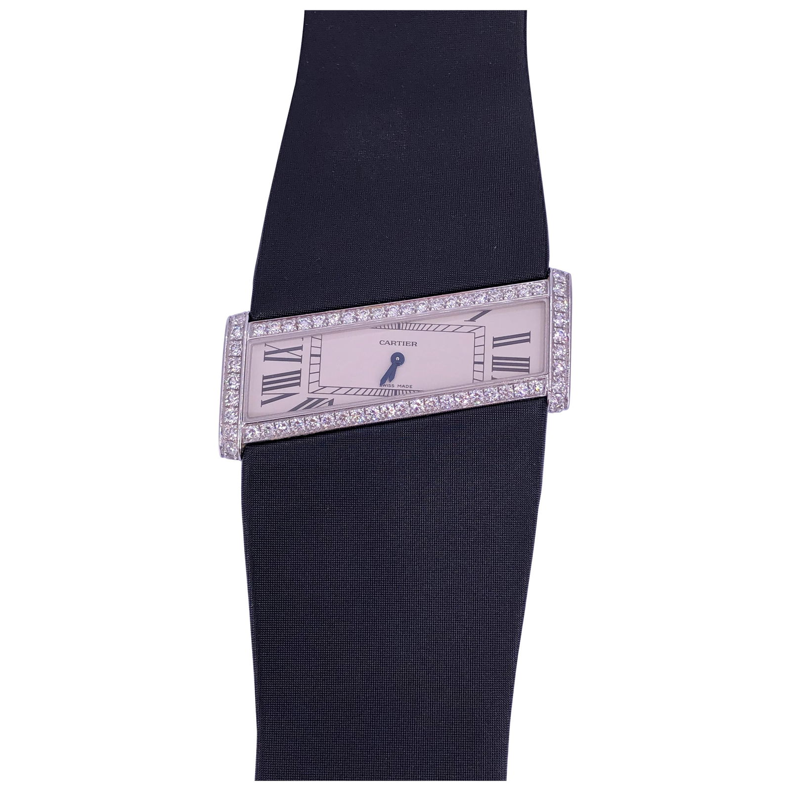 Cartier Tank Divan Diagonale 18k White Gold Diamond Watch (1 of 4)