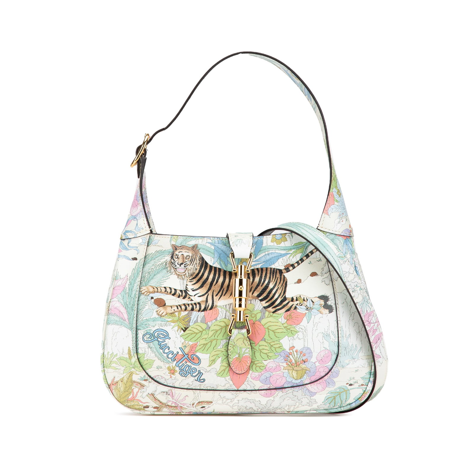 Gucci Yuko Higuchi Floral Print Jackie 1961 Leather Bag: Gucci Yuko Higuchi Floral Print Jackie 1961 Leather Bag Introducing the Gucci Yuko Higuchi Small Calfskin Floral Print Jackie 1961, a stylish bag that captures the essence of luxury craftsmanship. Thi
