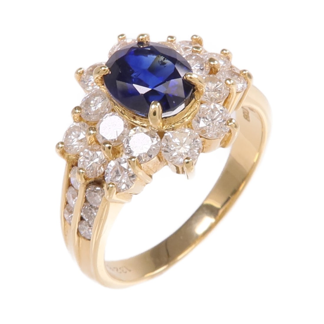 18K Yellow Gold Sapphire and Diamond Ring Size US 6 (1 of 8)