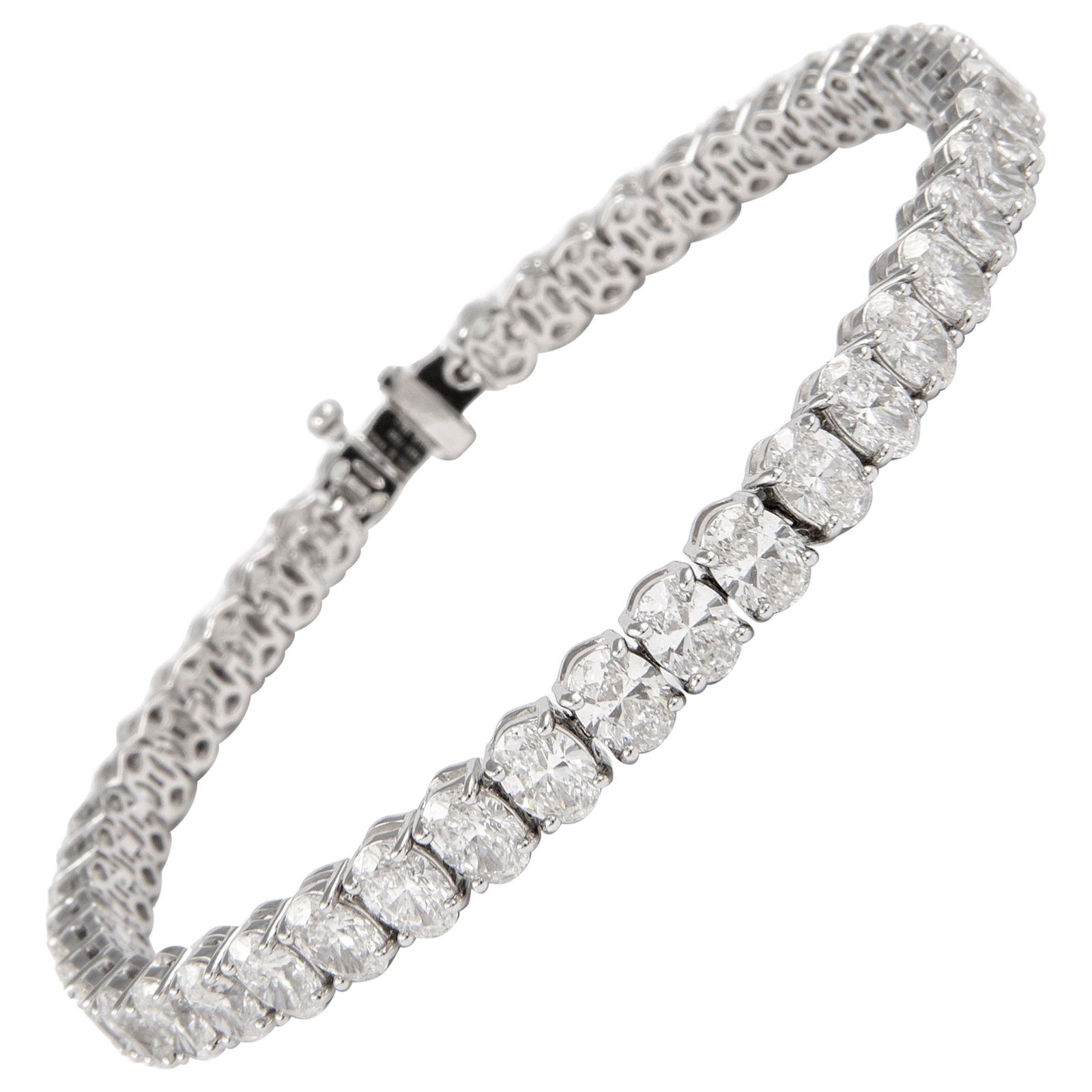 18K White Gold 13.37ct Oval Cut Diamond Tennis Bracelet (1 of 4)