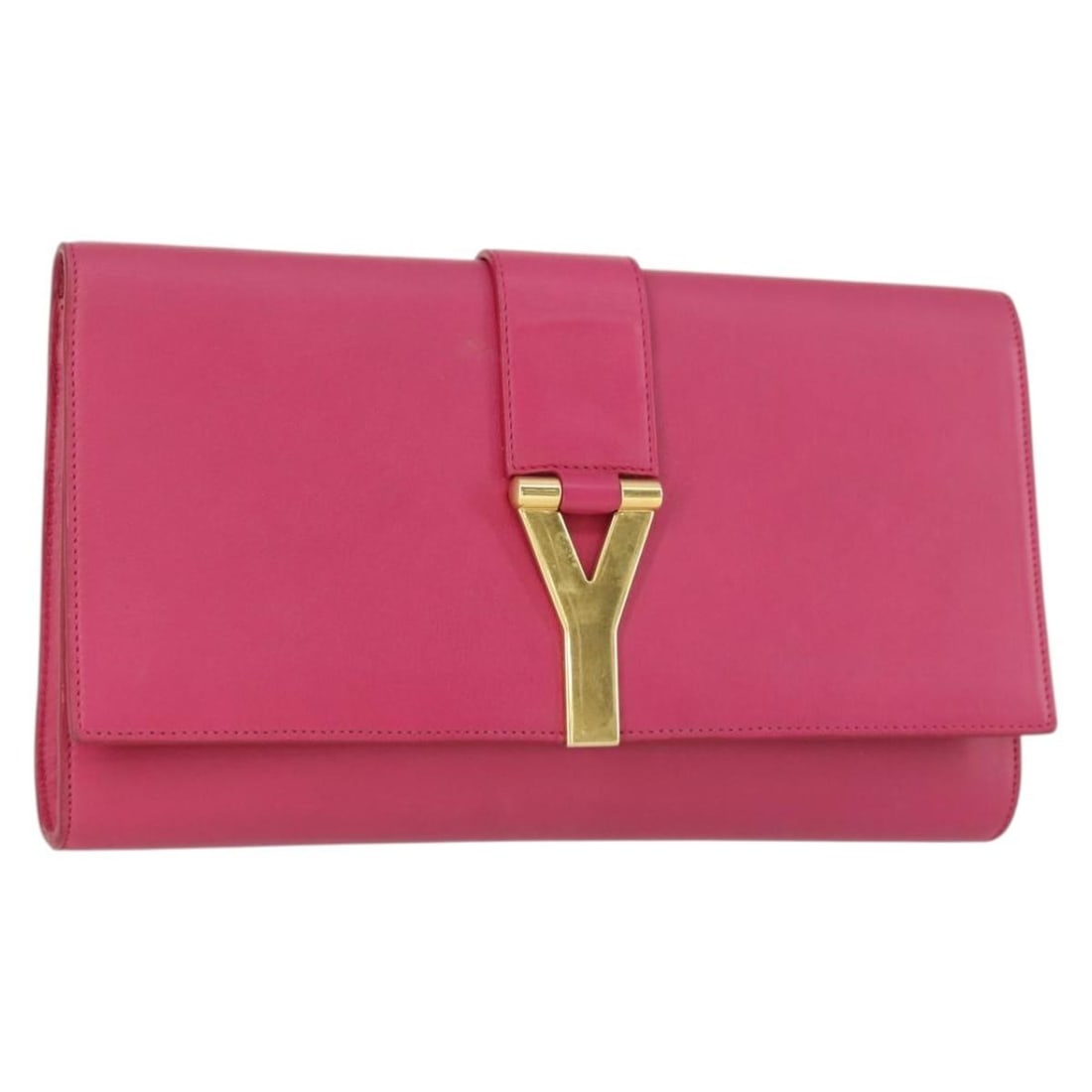 Pink Leather Clutch by Saint Laurent Model 311213 with Dust Bag: Pink Leather Clutch by Saint Laurent Model 311213 with Dust Bag This Saint Laurent clutch bag features a pink and gold leather exterior, offering a stylish and elegant accessory for various occasions.