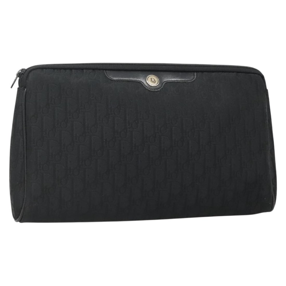 Dior Trotter Pouch Black Canvas Diorissimo Pattern Clutch Bag: Dior Trotter Pouch Black Canvas Diorissimo Pattern Clutch Bag This Christian Dior Trotter pouch is crafted from Diorissimo canvas in black, designed for female use. It features a classic pouch silhoue
