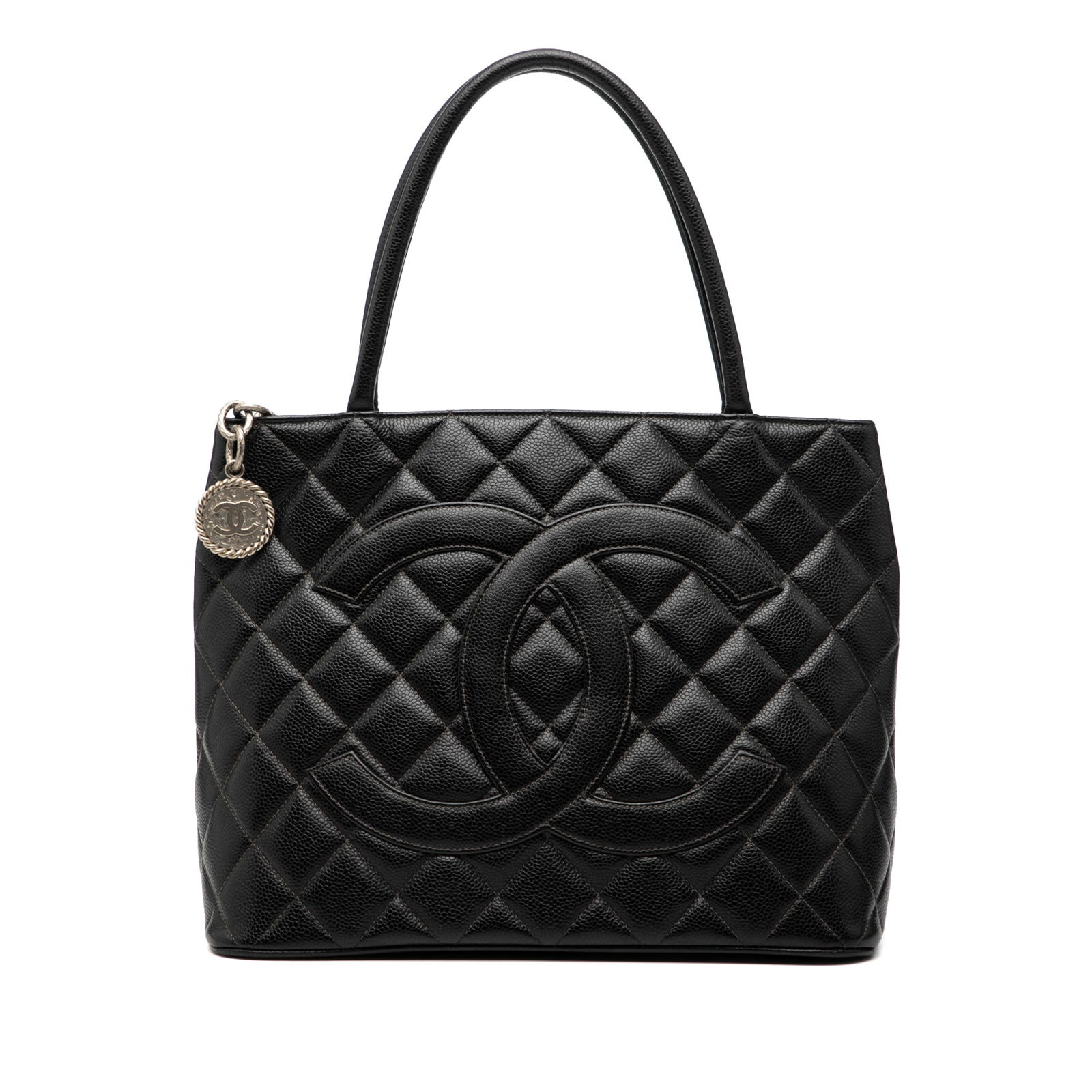 Black Quilted Caviar Leather Medallion Tote Bag by Chanel (1 of 8)