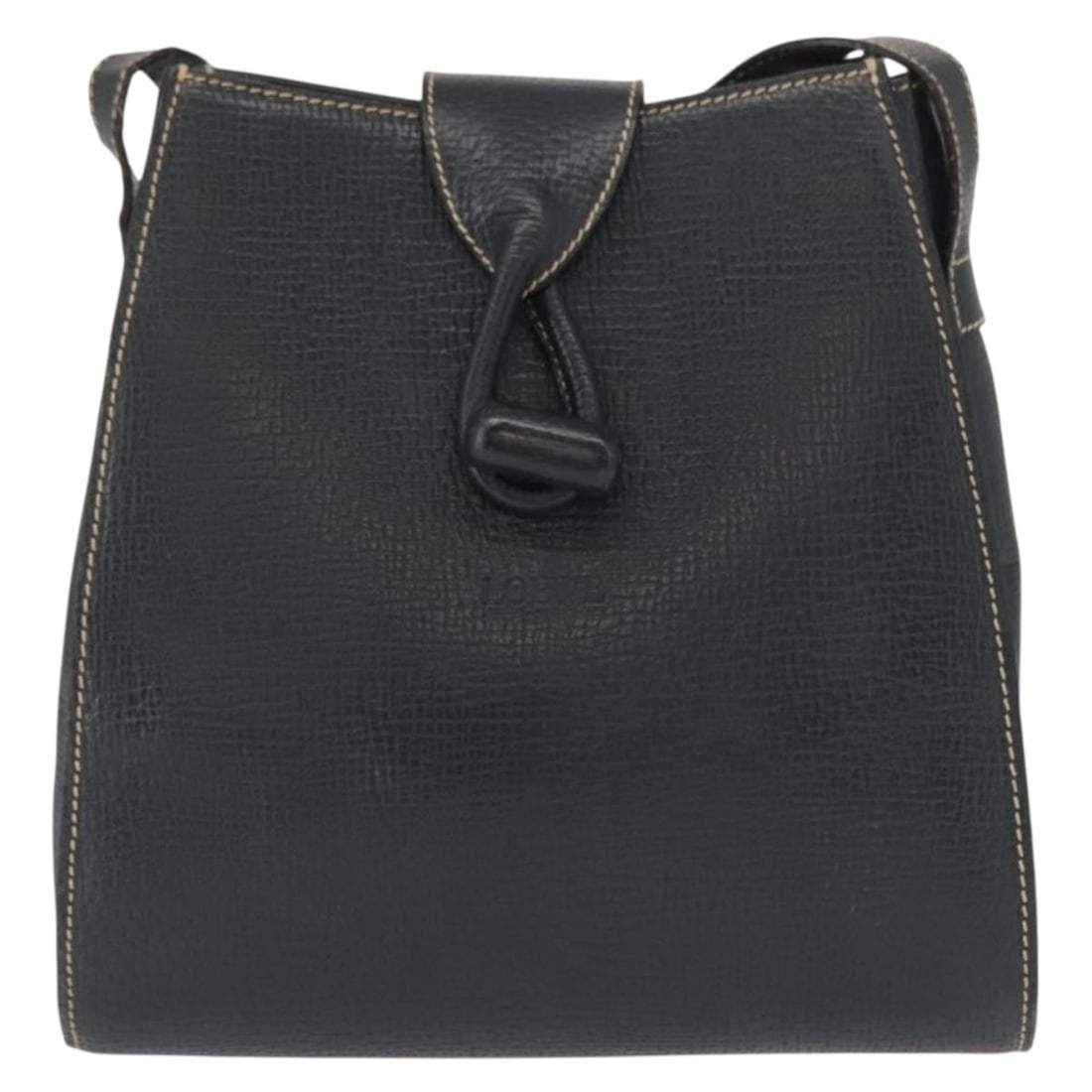 Navy Leather Loewe Vintage Shoulder Bag 26cm by 27cm by 8cm: Navy Leather Loewe Vintage Shoulder Bag 26cm by 27cm by 8cm This vintage Loewe shoulder bag for women features navy leather construction with visible signs of wear including surface deformation, rubbi