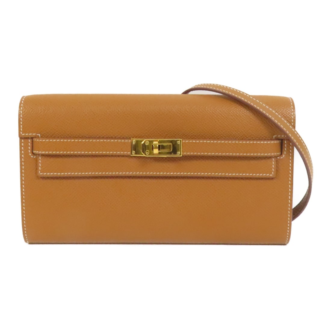 Hermes Kelly To Go Brown Epsom Leather Shoulder Bag with Gold Hardware: Hermes Kelly To Go Brown Epsom Leather Shoulder Bag with Gold Hardware This Hermes Kelly To Go shoulder bag is crafted from high-quality Epsom calfskin leather in a rich brown color. Designed for both