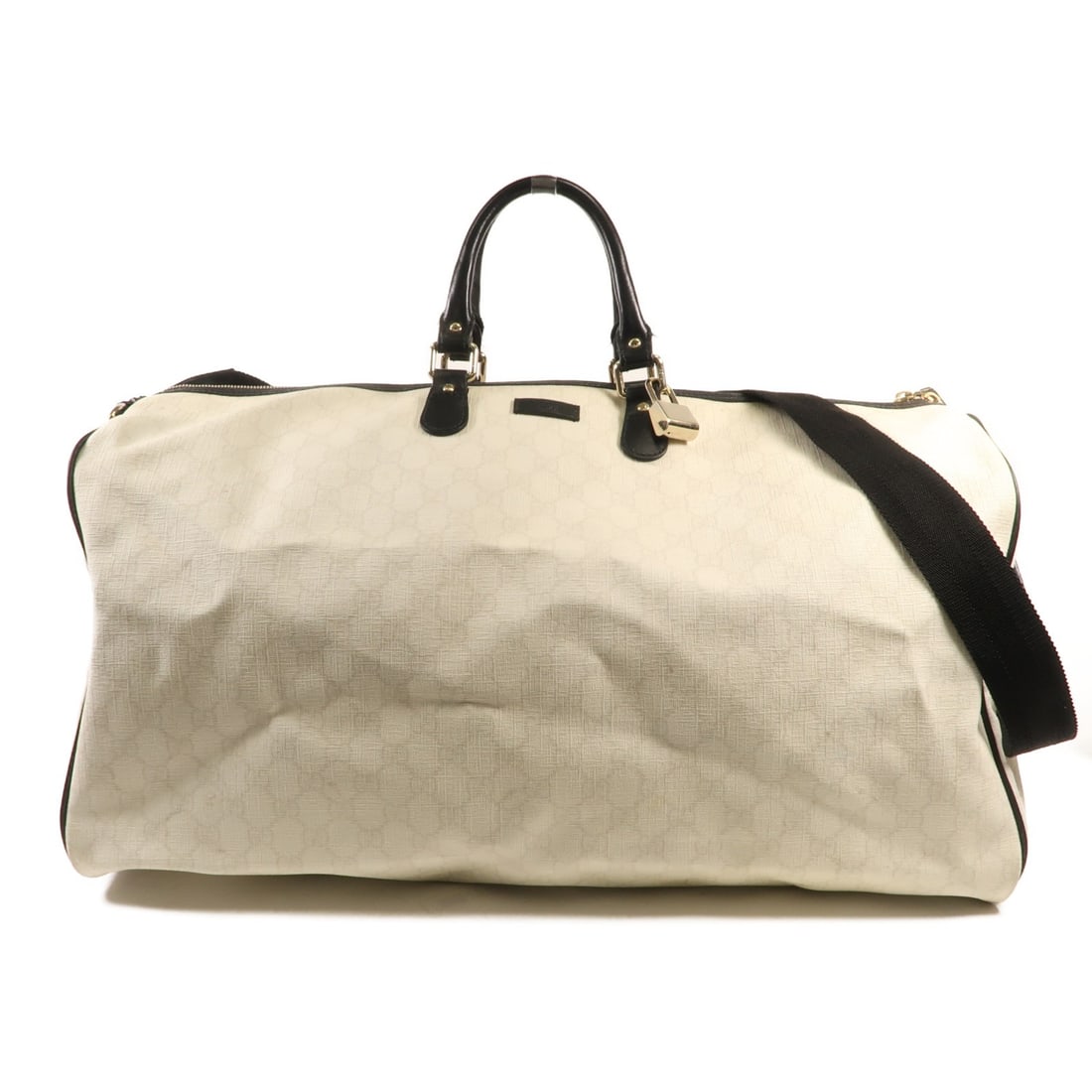 GUCCI GG GHW 2 Way Shoulder Bag PVC Coated Canvas White: GUCCI GG GHW 2 Way Shoulder Bag PVC Coated Canvas White This GUCCI GG GHW Shoulder Bag is a versatile 2-way bag crafted from durable PVC coated canvas in a pristine white color. With dimensions of 20.
