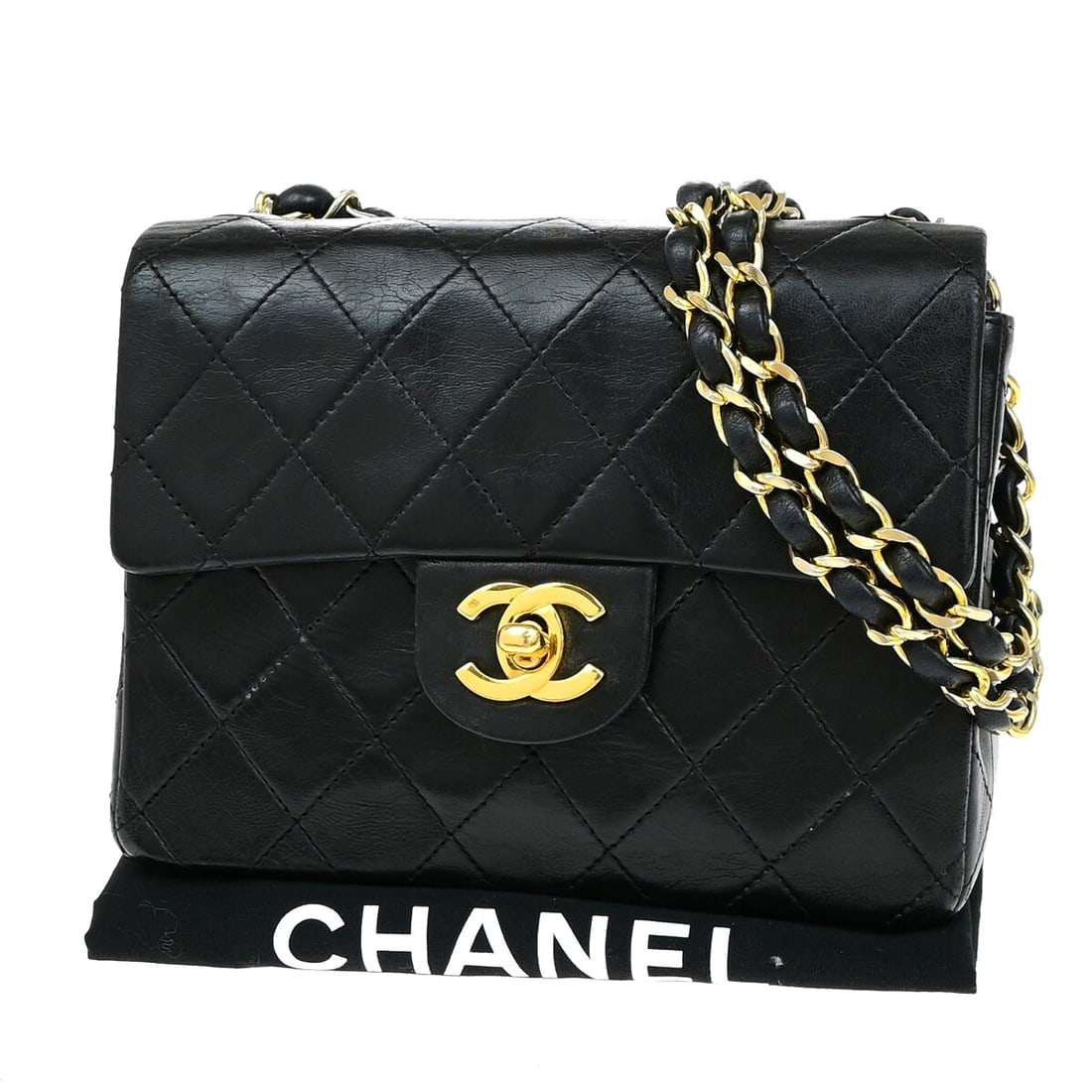 Chanel Matelasse Black Leather Handbag 17cm by 13cm by 6cm (1 of 18)