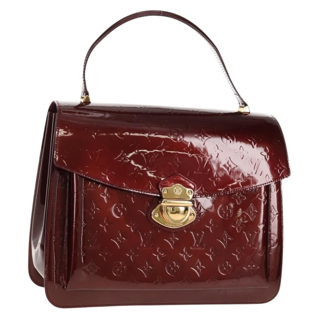 LOUIS VUITTON Monogram Vernis Romaine Hand Bag Rouge Favist M91393 Auth (1 of 18)
