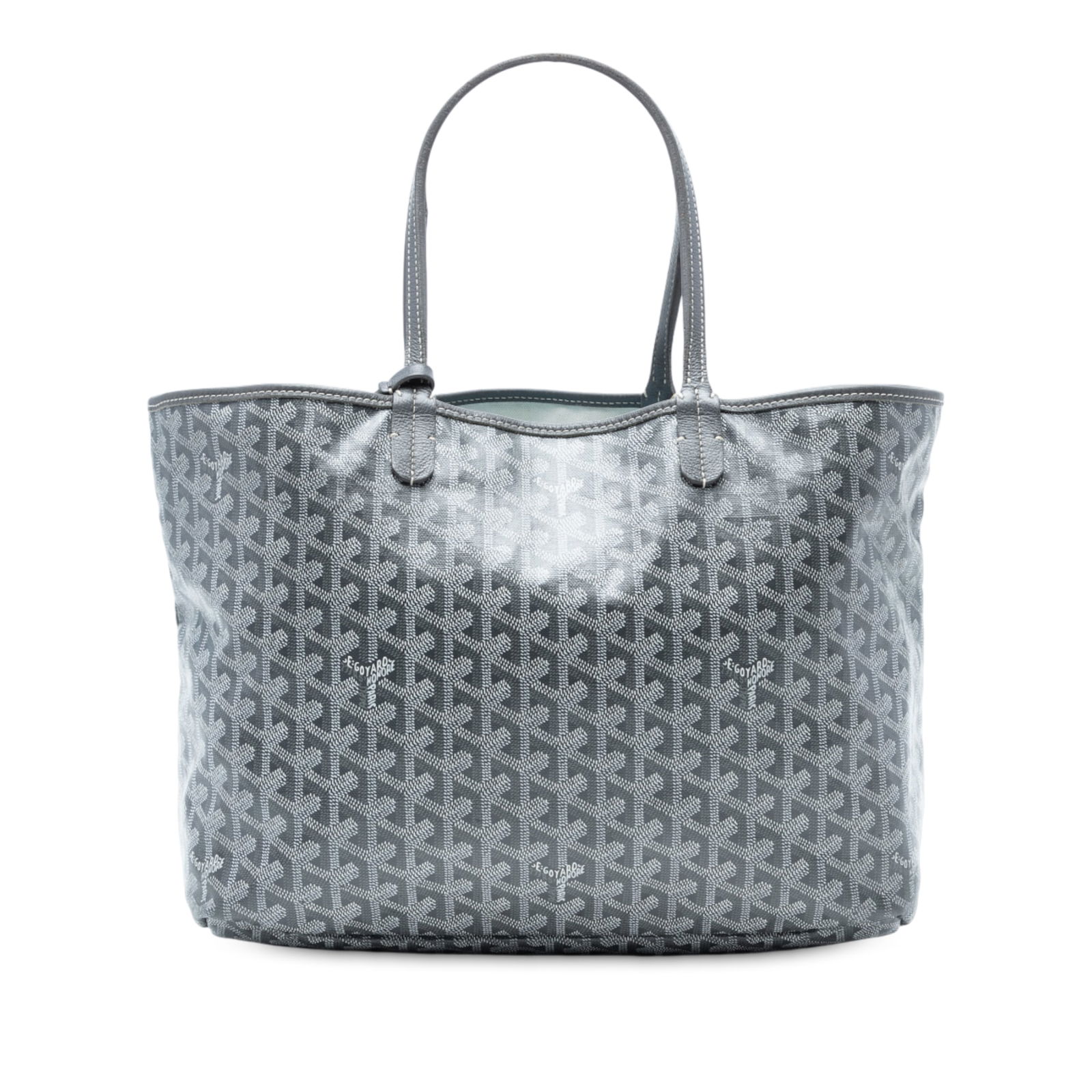 Goyard Saint Louis PM Gray Coated Canvas Bag: Goyard Saint Louis PM Gray Coated Canvas Bag The Goyardine Saint Louis PM is a stylish and functional tote bag crafted from durable coated canvas with leather trim. It features flat leather straps for