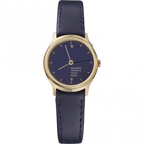 Mondaine Helvetica No1 Light Gold-Tone Blue Dial Ladies Watch MH1.L1141.LD: Mondaine Helvetica No1 Light Gold-Tone Blue Dial Ladies Watch MH1.L1141.LD Introducing the Mondaine Helvetica No1 Light Gold-Tone Steel Blue Dial Ladies Watch, a perfect blend of style and functionali