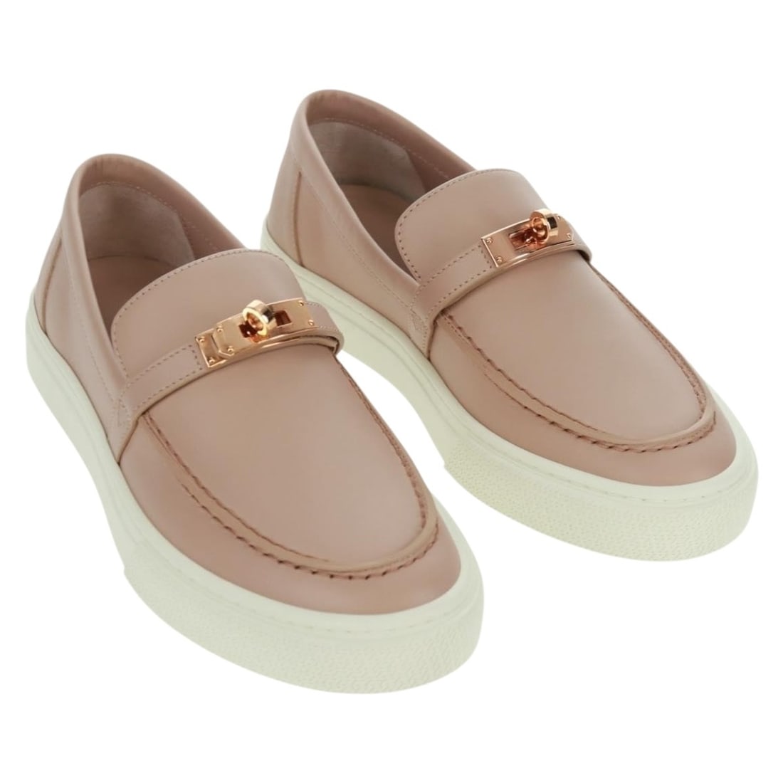 Hermes Beige and Gold Leather Game Sneakers with Dust Bag and Box: Hermes Beige and Gold Leather Game Sneakers with Dust Bag and Box These HERMES Game sneakers feature a beige and gold leather upper, offering a sophisticated look. Made in France, they come with a dus