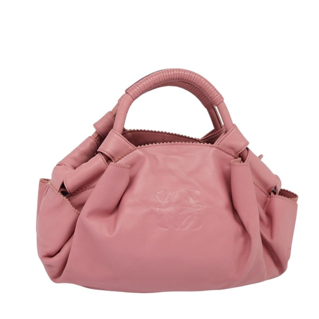 Loewe Aire Pink Nappa Leather Handbag with Anagram Logo: Loewe Aire Pink Nappa Leather Handbag with Anagram Logo This Loewe Anagram Logo Nappa Aire handbag is crafted from pink leather, designed for women. The bag features the iconic Anagram logo and offers