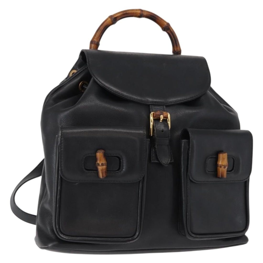 Gucci Black Leather Vintage Bamboo Backpack Italy (1 of 18)