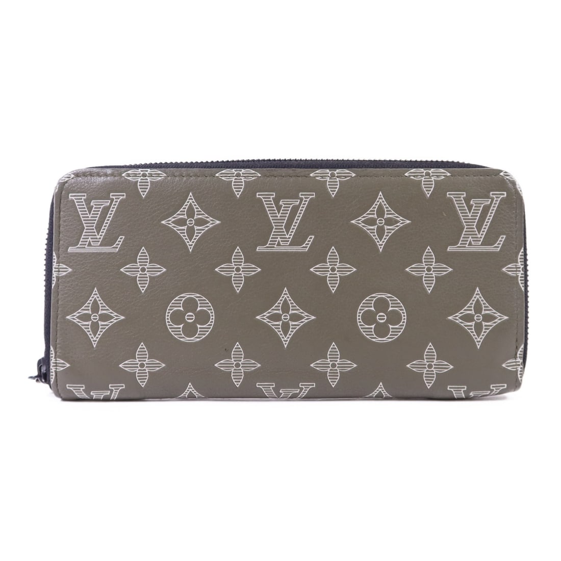 Louis Vuitton Monogram Shadow Green Embossed Leather Long Zipper Wallet M27178 (1 of 15)