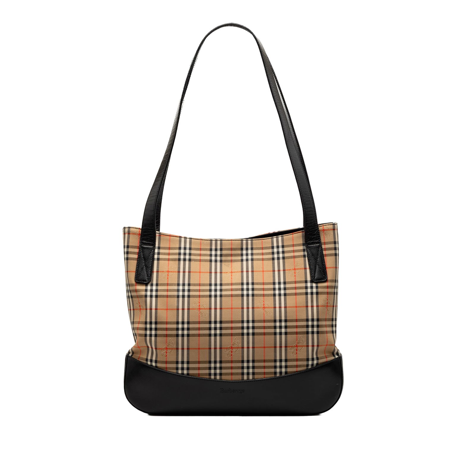 Burberry tote bag in haymarket check canvas with leather trim (1 of 6)