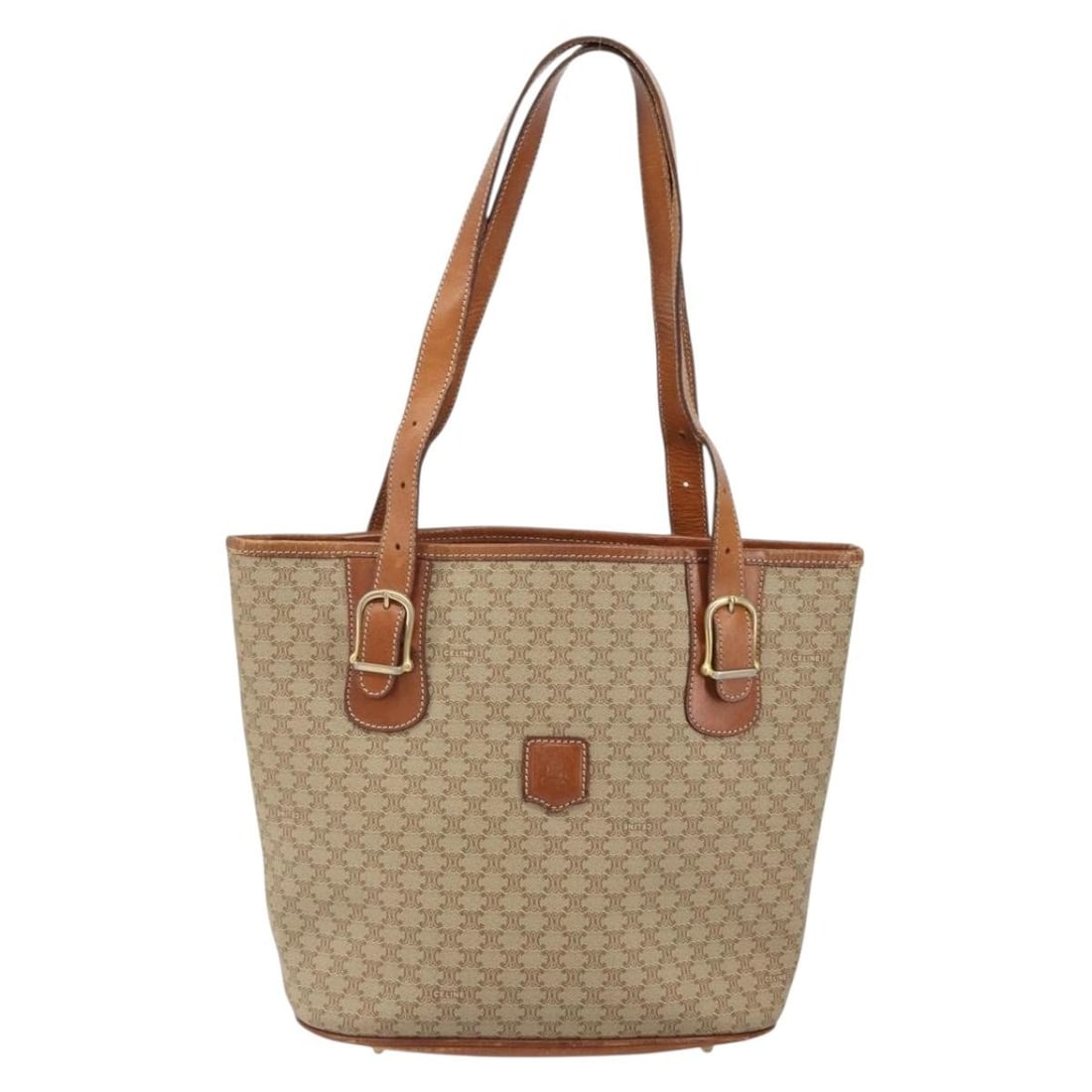 Vintage Celine Macadam Canvas Leather Handbag Beige 24x24x12cm: Vintage Celine Macadam Canvas Leather Handbag Beige 24x24x12cm This vintage Celine Macadam handbag features a beige canvas exterior with leather details. Designed for women, it showcases a classic squ