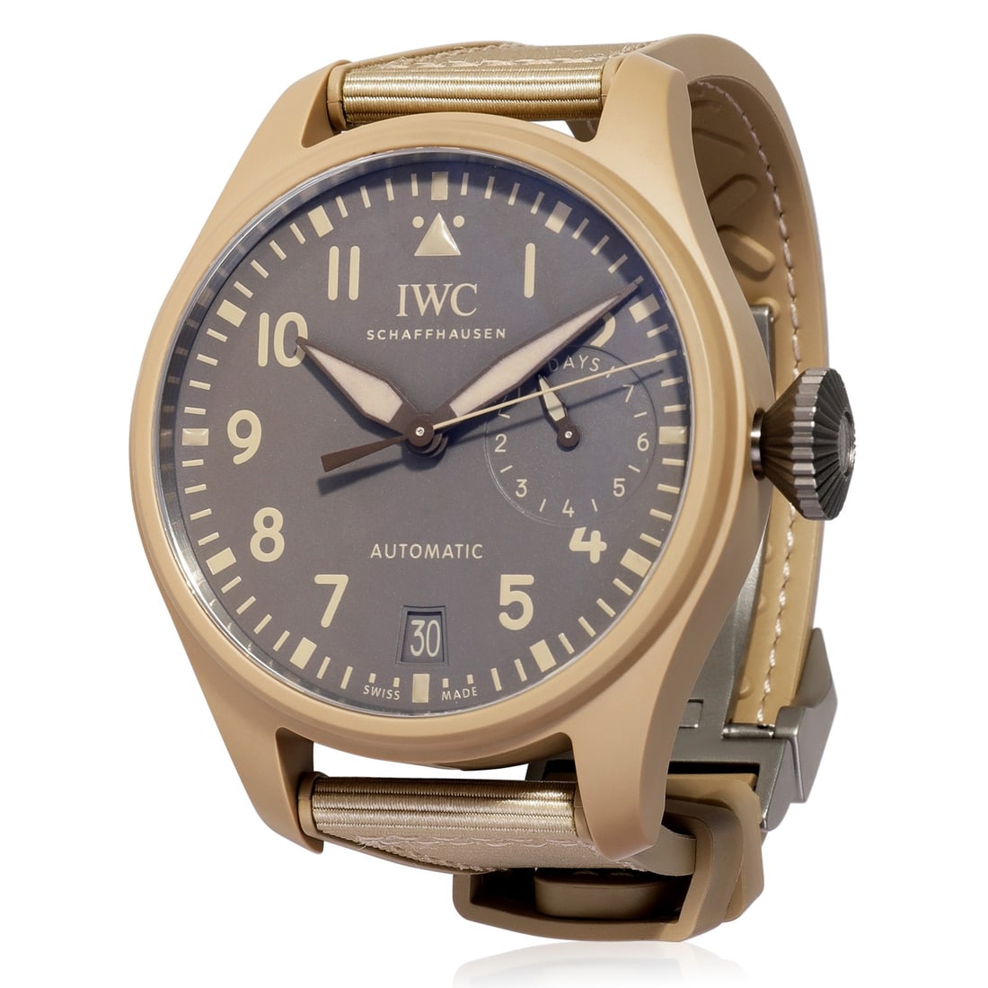 IWC Big Pilot Top Gun Mojave Desert IW506003 Men's Ceramic Watch with Box and Papers: IWC Big Pilot Top Gun Mojave Desert IW506003 Men's Ceramic Watch with Box and Papers Experience the elegance of the IWC Big Pilot Top Gun Mojave Desert Edition IW506003, a remarkable men's wristwatch