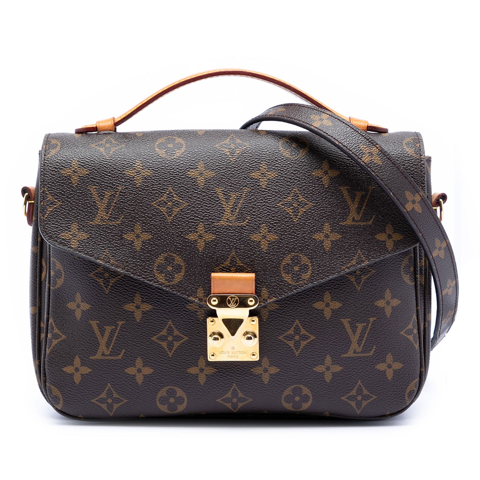 Monogram Canvas Pochette Metis Bag with Vachetta Handle and Strap: Monogram Canvas Pochette Metis Bag with Vachetta Handle and Strap The Louis Vuitton Monogram Pochette Metis is crafted with signature monogram canvas and features a flat vachetta leather top handle, a