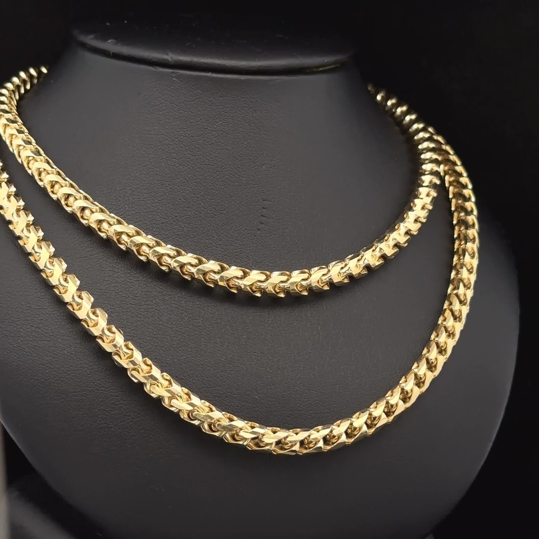 14K Yellow Gold 26 Inch Rounded Franco Link Chain Necklace Polished Finish - 2