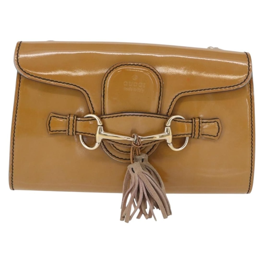 Gucci Emily Patent Leather Chain Flap Shoulder Bag Beige (1 of 18)