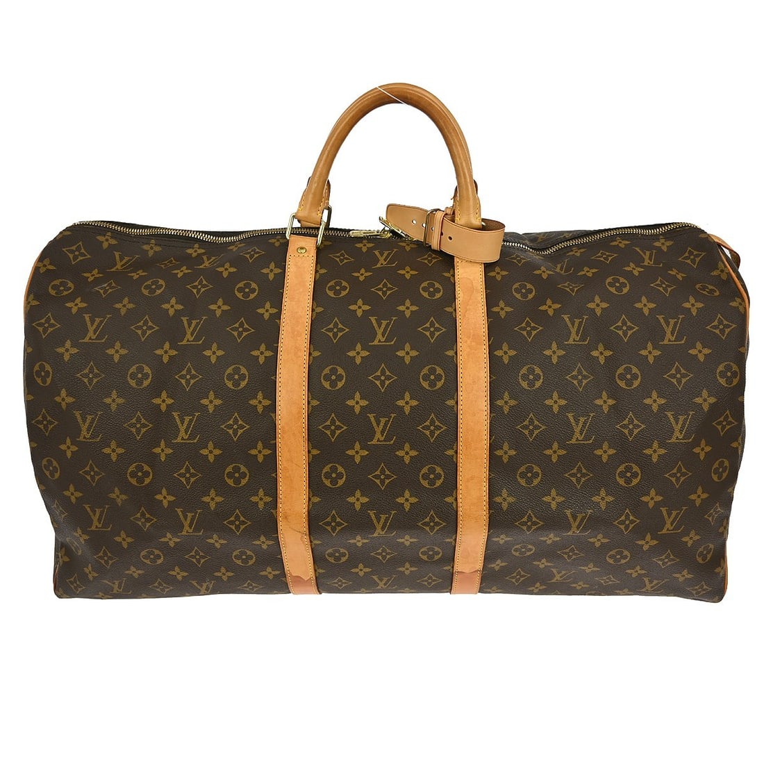 Louis Vuitton Keepall 60 Canvas Travel Bag Brown Unisex: Louis Vuitton Keepall 60 Canvas Travel Bag Brown Unisex This Louis Vuitton Keepall 60 travel bag features the iconic brown monogram canvas and is designed for unisex use. It shows signs of wear includ