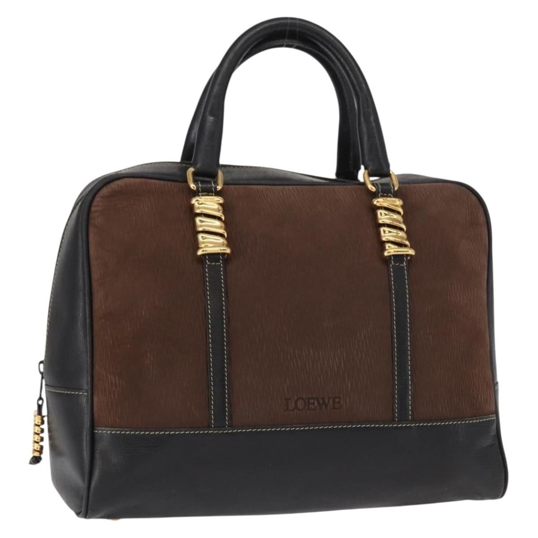 Loewe Velazquez Brown Suede Leather Tote Bag 31cm by 23cm by 15cm: Loewe Velazquez Brown Suede Leather Tote Bag 31cm by 23cm by 15cm The Velazquez Tote Bag by Loewe is crafted from brown suede with leather details, designed for women. It features a compact size suita