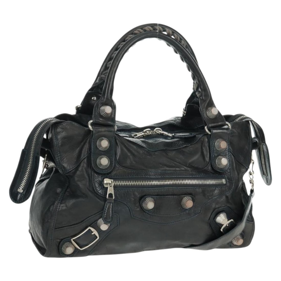 Balenciaga Giant City Black Leather Two Way Bag with Silver Hardware 173084 (1 of 18)