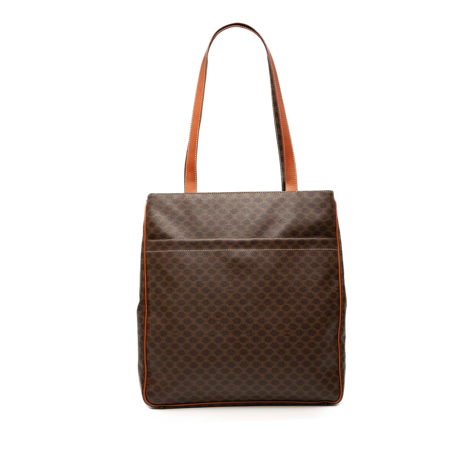 Celine Macadam Brown Canvas Tote with Leather Trim: Celine Macadam Brown Canvas Tote with Leather Trim Discover the Celine Macadam Coated Canvas Tote, a stylish and practical accessory crafted from durable coated canvas with elegant leather trim. This