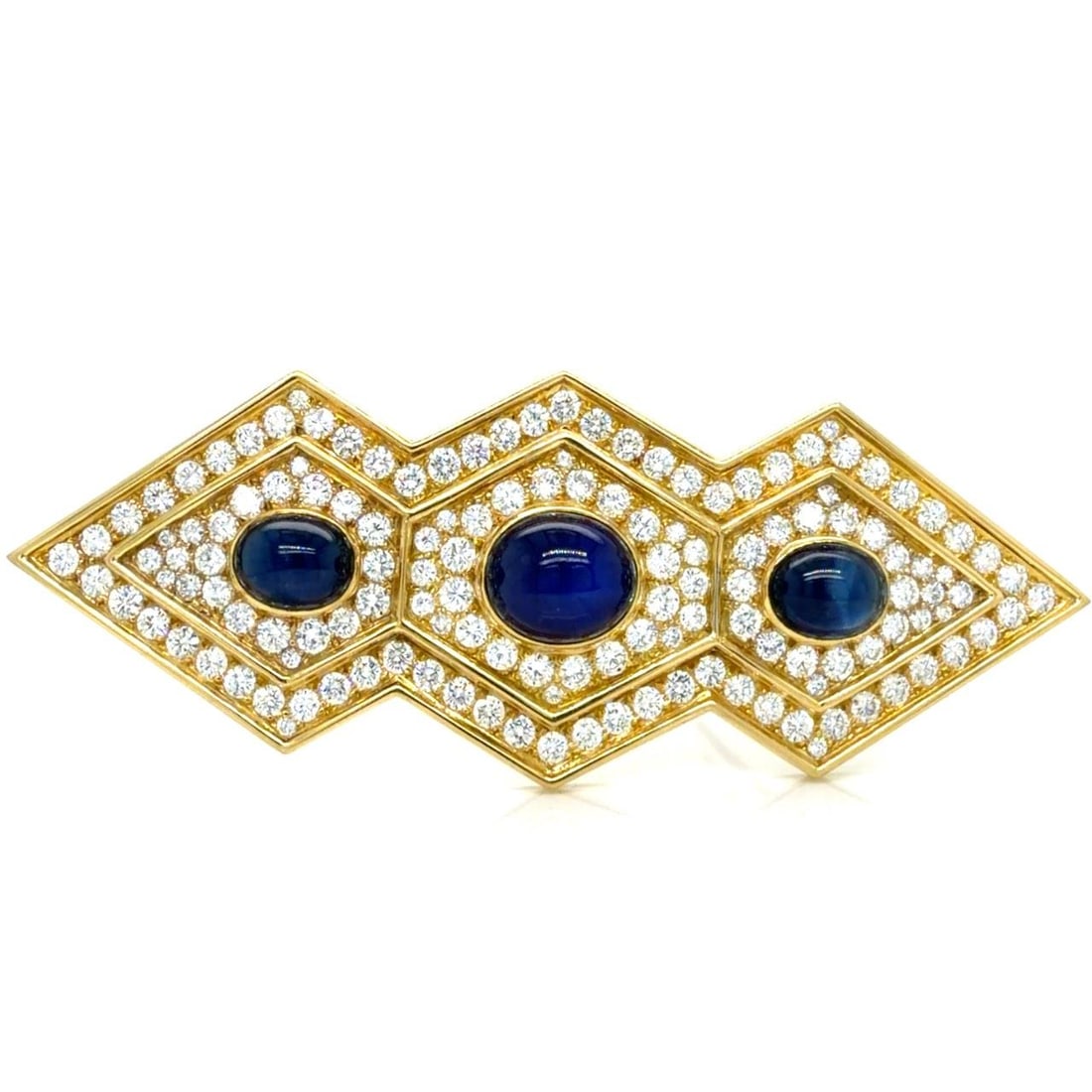 18K Yellow Gold Brooch with Sapphires and Diamonds by Tallarico (1 of 6)