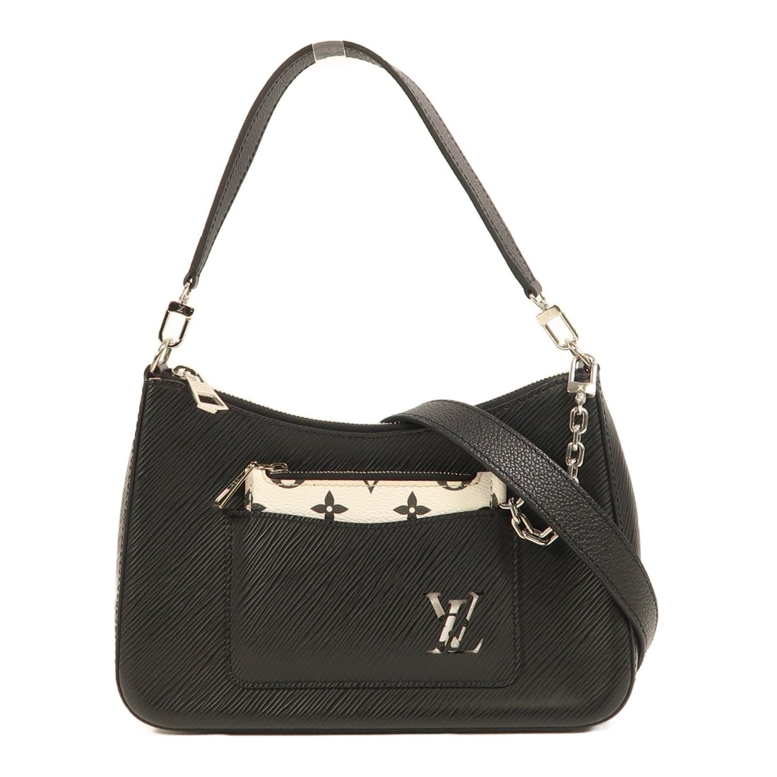 LOUIS VUITTON Marelle 2 Way Shoulder Bag Epi Black M80689: LOUIS VUITTON Marelle 2 Way Shoulder Bag Epi Black M80689 Introducing the Louis Vuitton Marelle 2 Way Shoulder Bag, a sophisticated accessory crafted from luxurious calfskin (cowhide) in elegant black