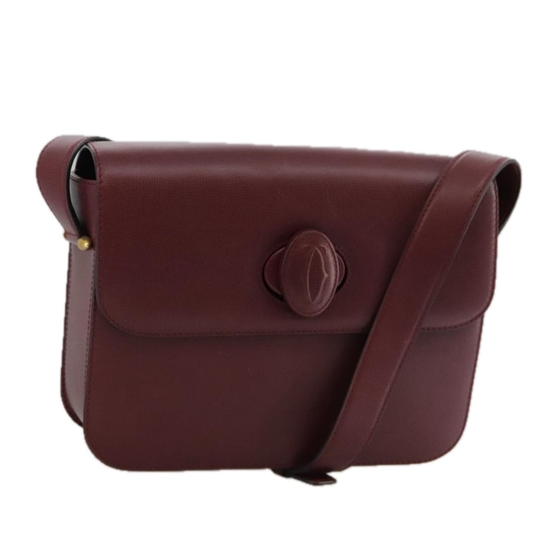 Leather Burgundy Shoulder Bag by Cartier Must Line 24.5cm (1 of 18)