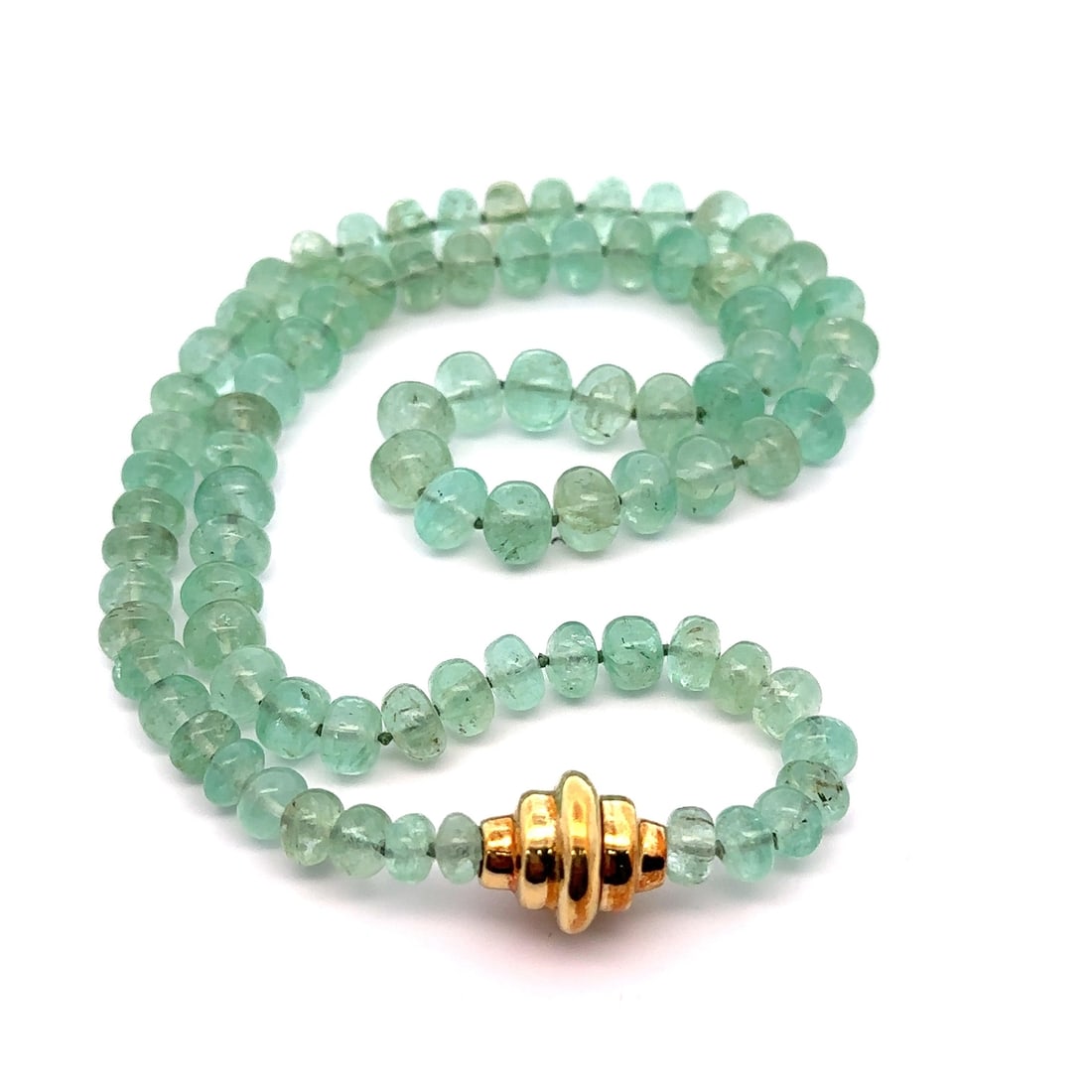 Vintage GIA Certified 200ctw Emerald Rondelle Necklace 18k Gold Clasp (1 of 6)