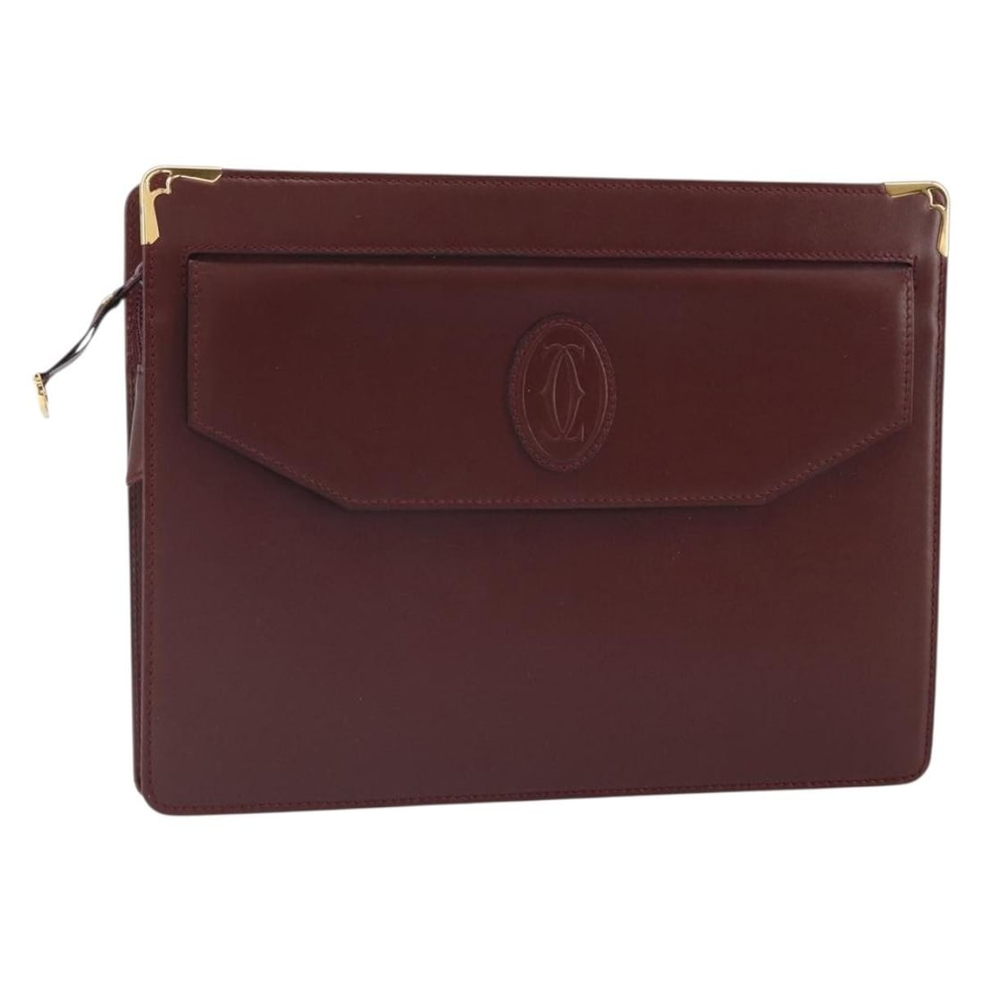 Cartier Must Line Bordeaux Leather Clutch Bag with Guarantee Card (1 of 18)