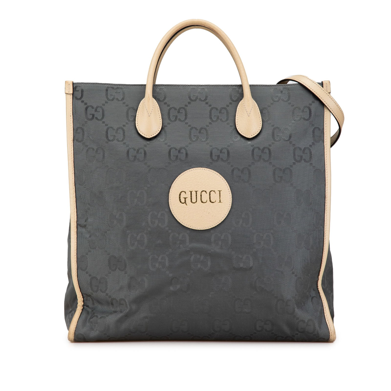 Gucci Medium GG Nylon Off the Grid Tote Gray Fabric Bag: Gucci Medium GG Nylon Off the Grid Tote Gray Fabric Bag This Gucci Medium GG Nylon Off the Grid Convertible Tote is a stylish and practical accessory crafted from durable nylon with leather trim. The
