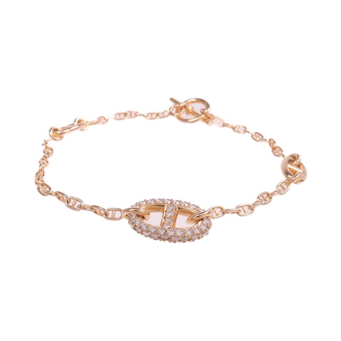 Farandole Diamond Bracelet in 18K Rose Gold by Hermes: Farandole Diamond Bracelet in 18K Rose Gold by Hermes This Hermes Farandole bracelet features 18K pink gold and is set with diamonds. Expertly crafted in France, it showcases a refined design suitable