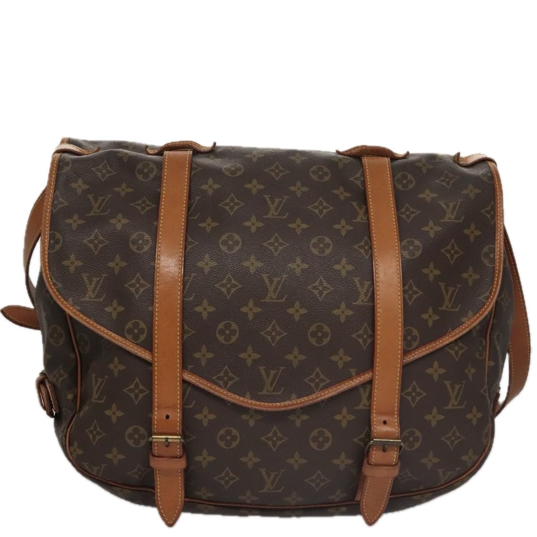 Monogram Canvas Saumur Shoulder Bag by Louis Vuitton: Monogram Canvas Saumur Shoulder Bag by Louis Vuitton This Louis Vuitton Saumur handbag features the signature Monogram canvas in brown, designed for women. The bag was crafted in France and displays s