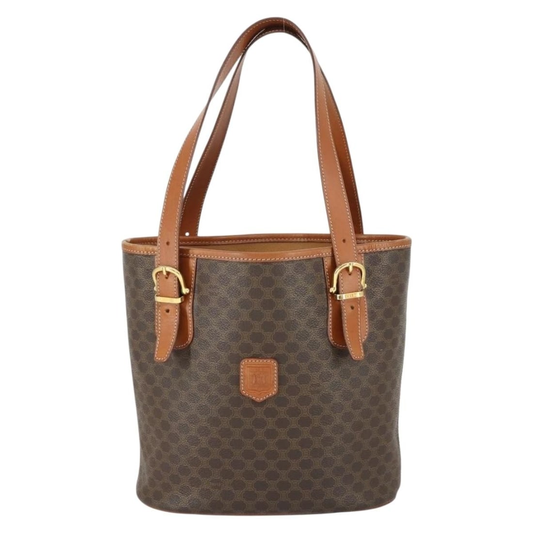 Celine Macadam Vintage Brown Canvas Leather Tote Bag from Italy (1 of 18)
